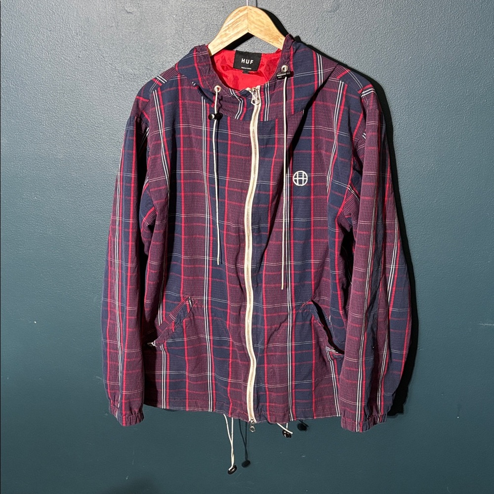 Huf Men’s Skateboarding Plaid Light Jacket Windbreaker Size XL